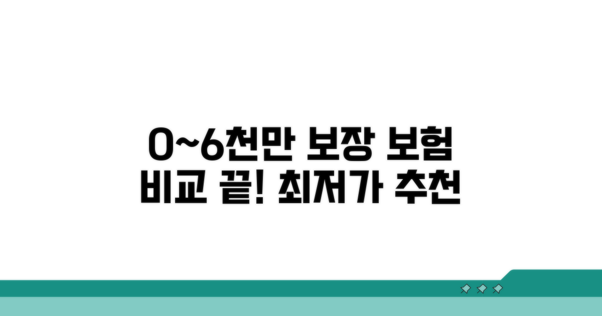 0~6천만 보장 보험 상품 비교